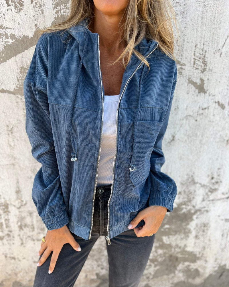 Liora Corduroy Hooded Zip Jacket