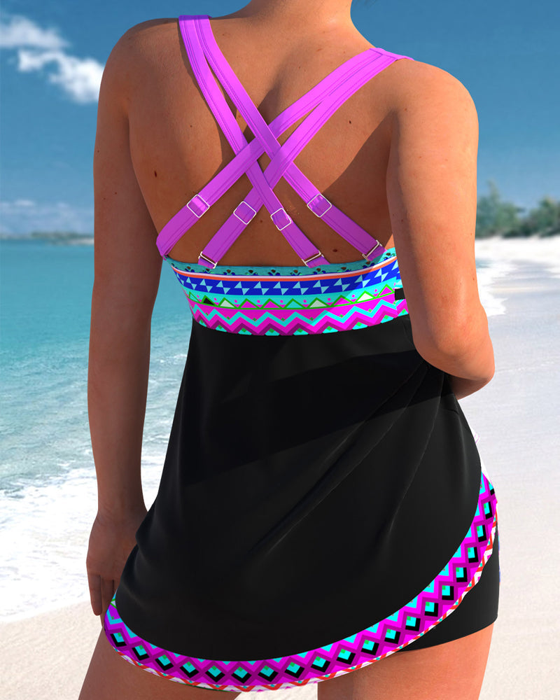 Isla Laced swimming costume with stripe pattern
