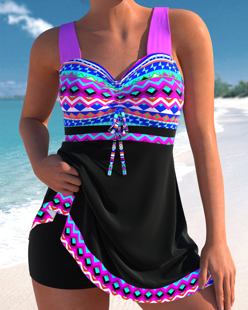 Isla Laced swimming costume with stripe pattern