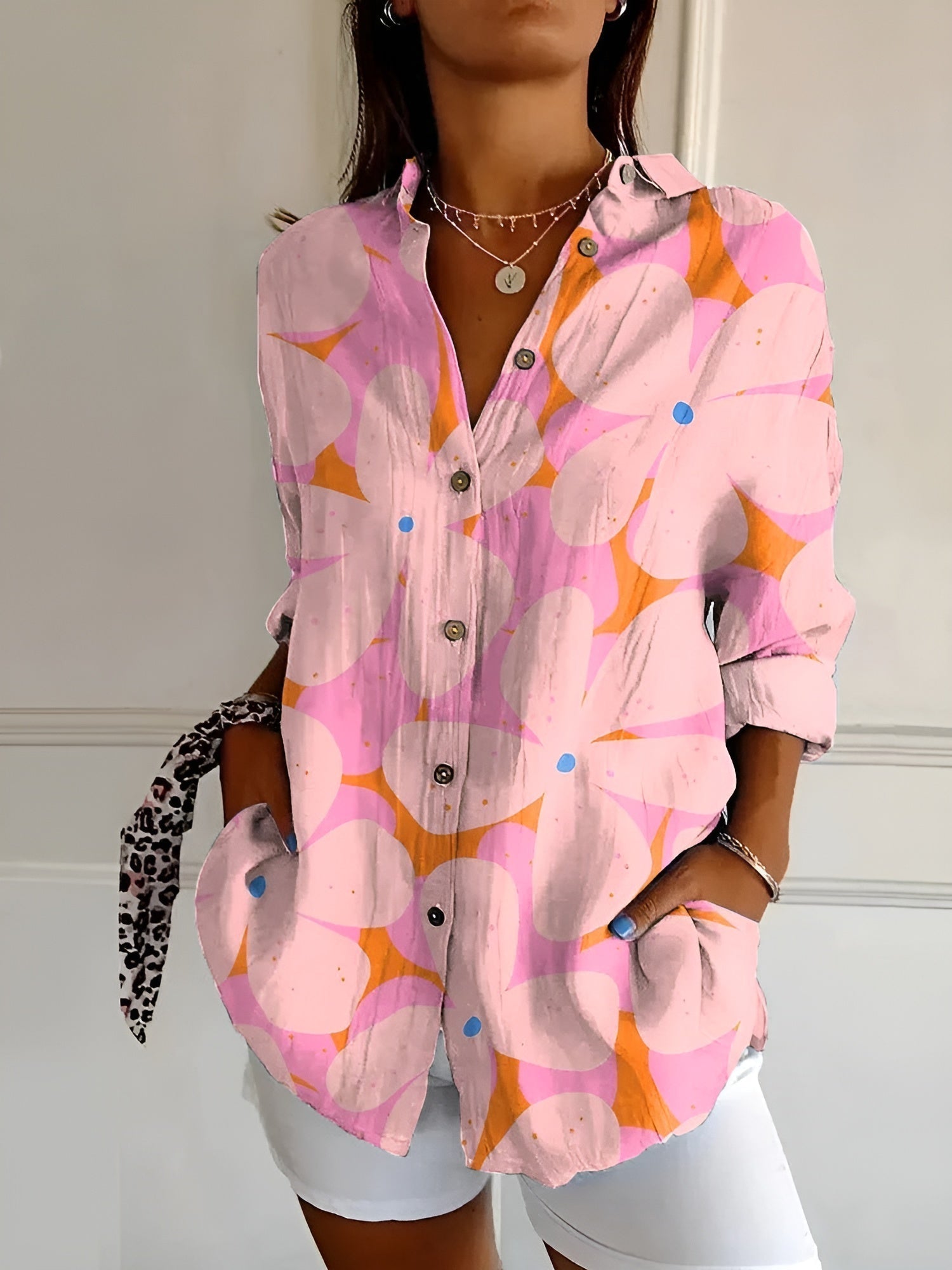 Calla Floral Button-Up Blouse